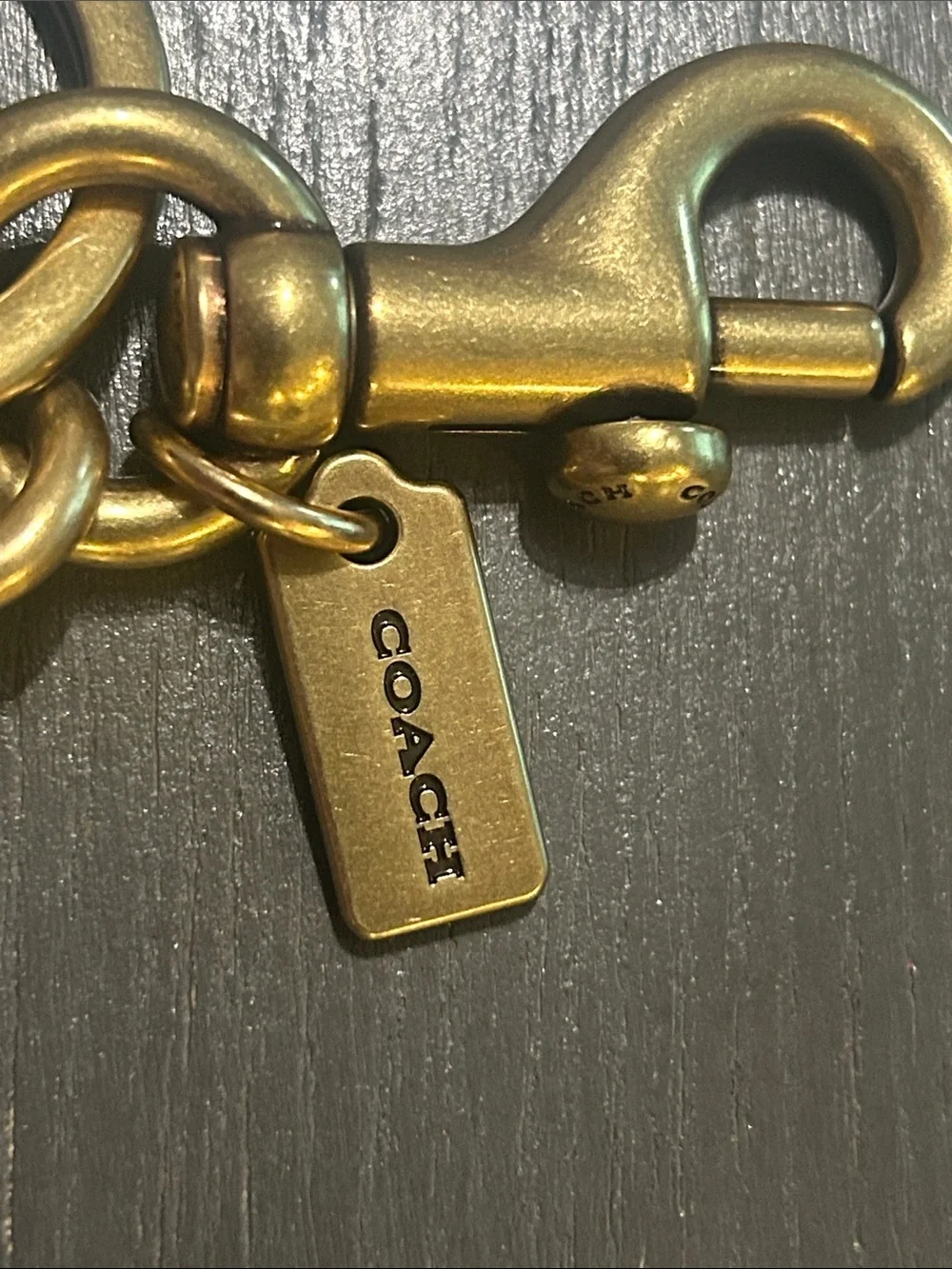 Coach Brass-Tone 'C' Key Ring Charm in Gold